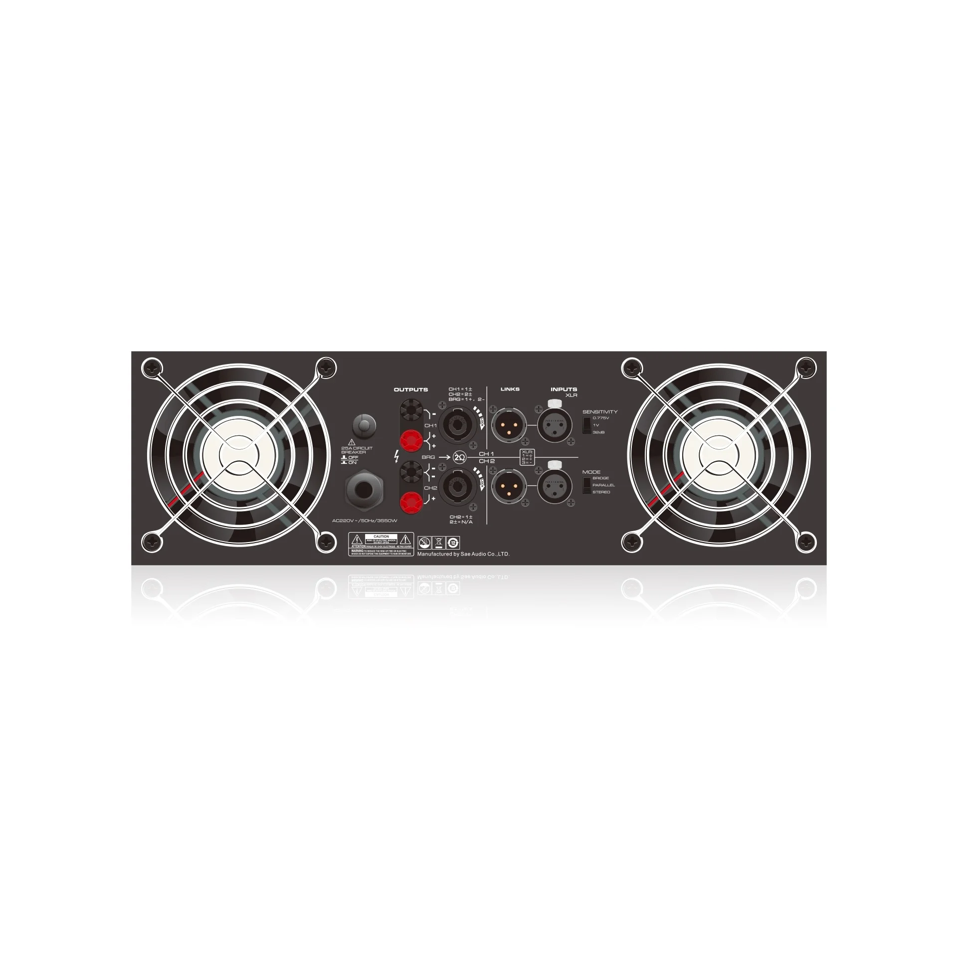 

CA20+ Professional Power Amp Selectable Input Sensitivity (0.775V/1V/32dB) XLR Input/SpeakON Output Stereo/Bridge/Parallel Mode