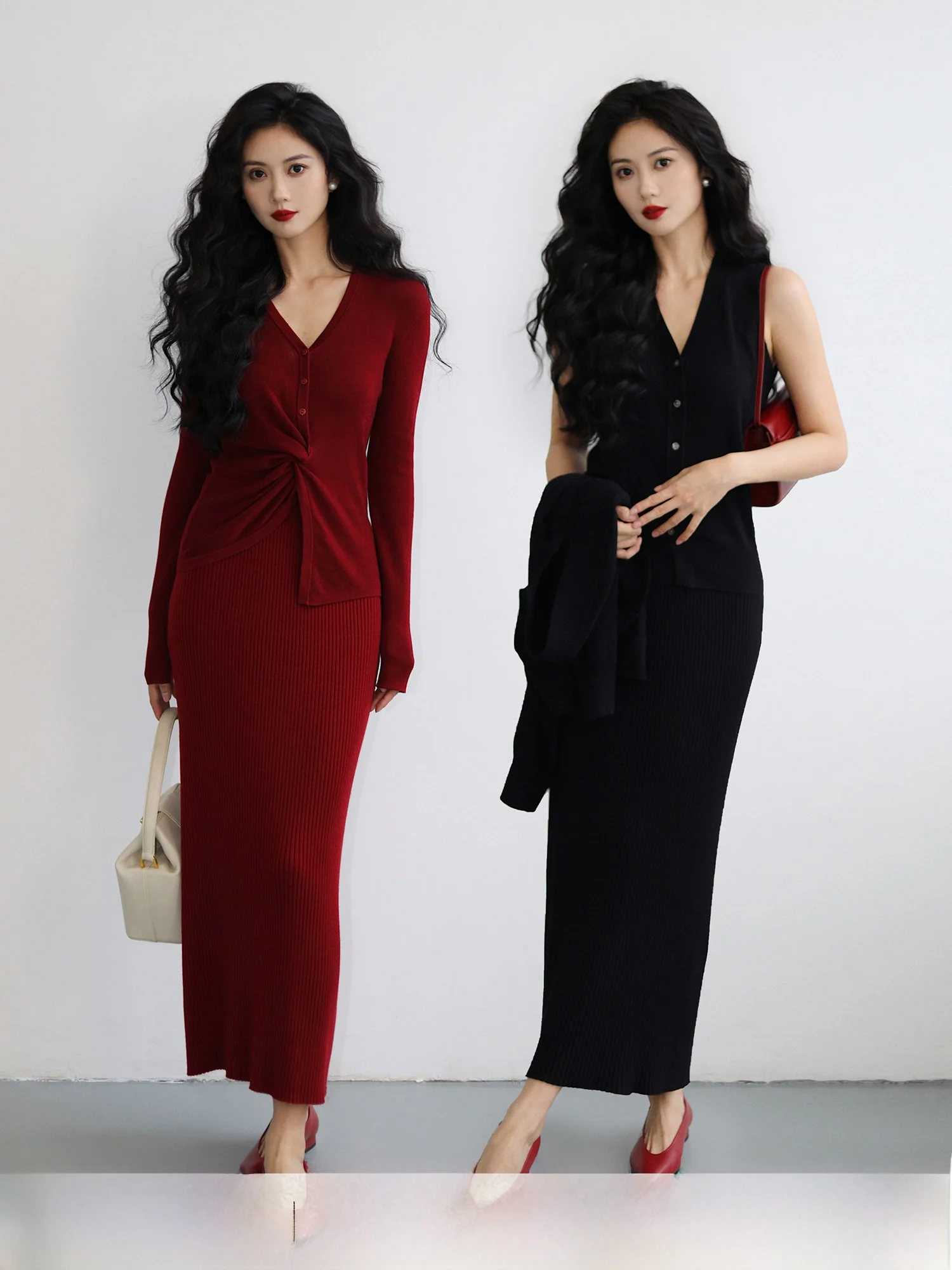 

Taiyang офисная вязаная облегающая юбка с высокой талией, женская модная длинная юбка на весну и осень, удобная прямая шерстяная юбка...