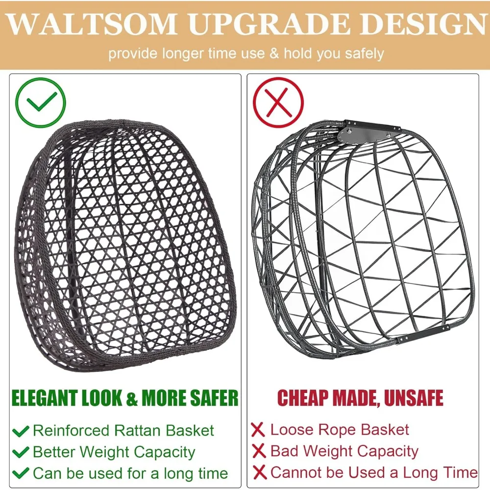 \"Dwuosobowe wiszące krzesło-egzotyczne z sześciokątnym rattanowym wzorem na patio i do ogrodu\"