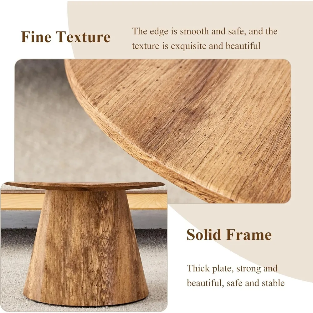 طاولة قهوة مستديرة صغيرة مقاس 25.6 بوصة، طاولات قهوة حديثة من الخشب في منتصف القرن مع قاعدة بقاعدة، طاولة مركزية على شكل دائرة موفرة للمساحة لـ L