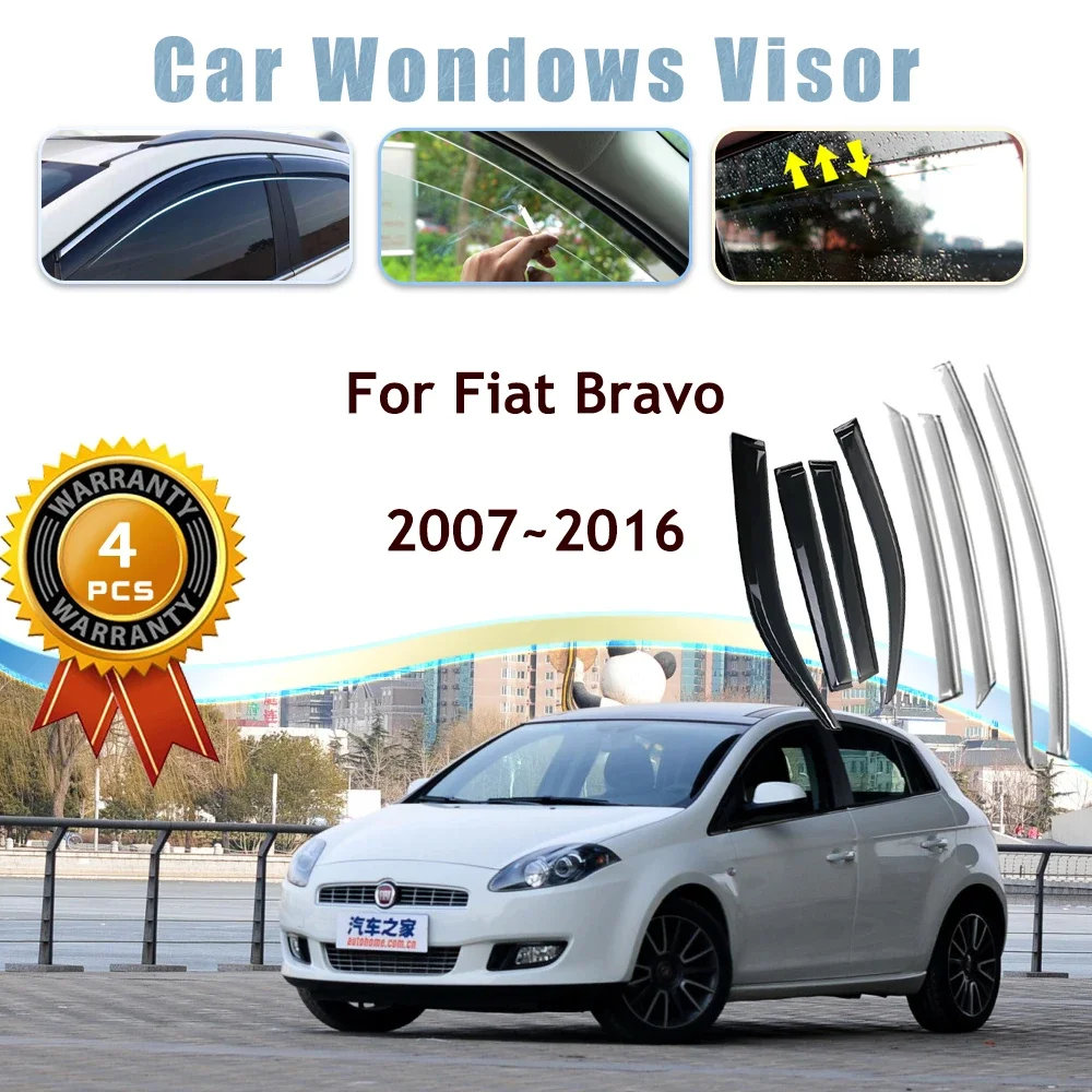 

Car Window Visors Fit For Fiat Bravo Ritmo 2007~2016 Waterproof Sun Rain Snow Guards Deflector Windshields Trim Auto Accessories