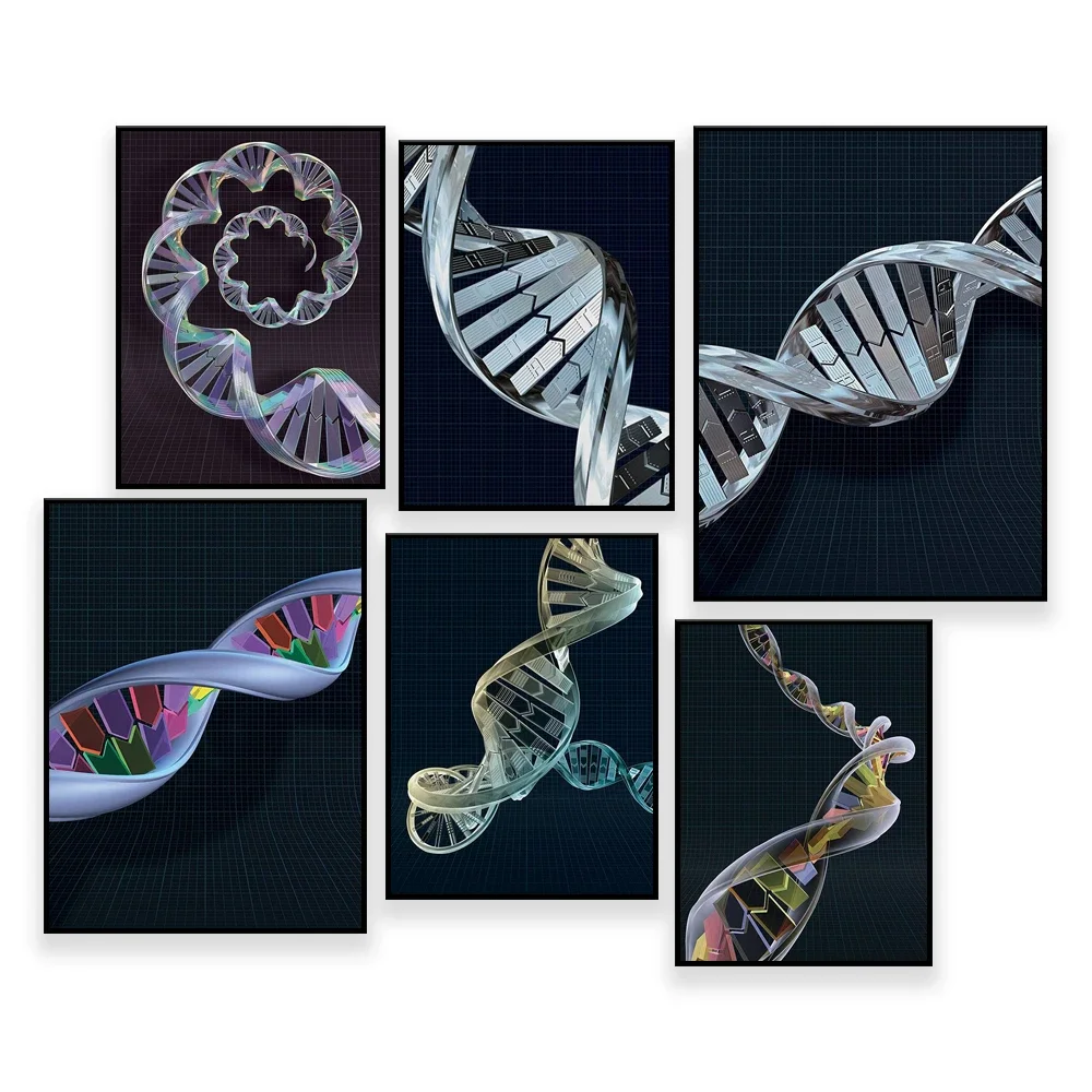 Spiral DNA Print Explores Man's Cosmic Connection to the Universe, Colorful DNA Art,  Sci-Fi Genome, DNA Science Poster