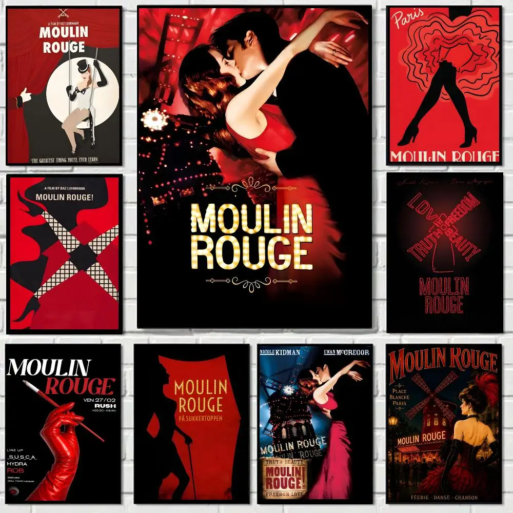 Love Movie M-Moulin Rouge Poster Self-adhesive Living Room Bedroom Party Bar Decor Moisture-proof Fade-resistant