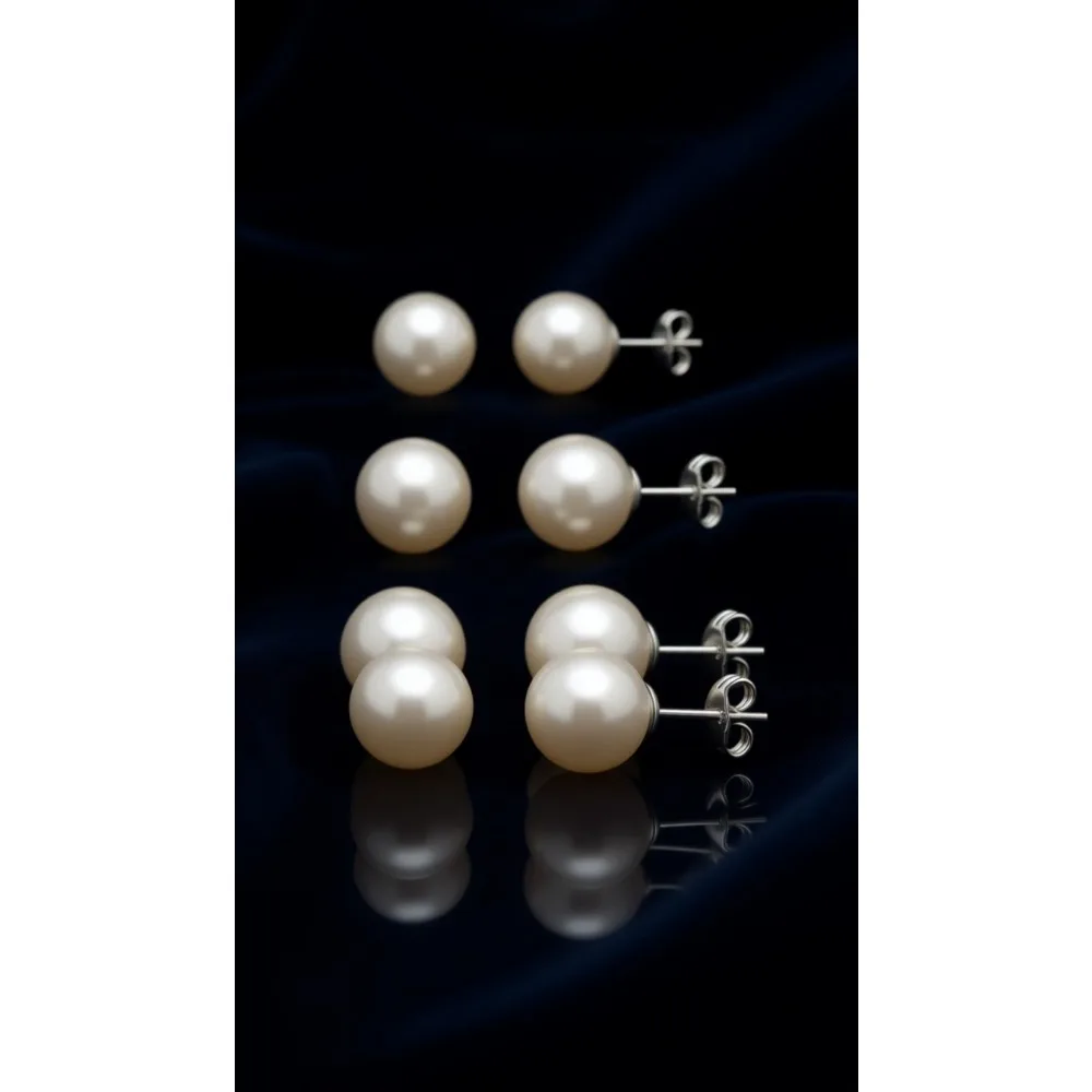 

6 пар серебряных сережек-гвоздиков с жемчугом, гипоаллергенные, легкие, 3 10 мм