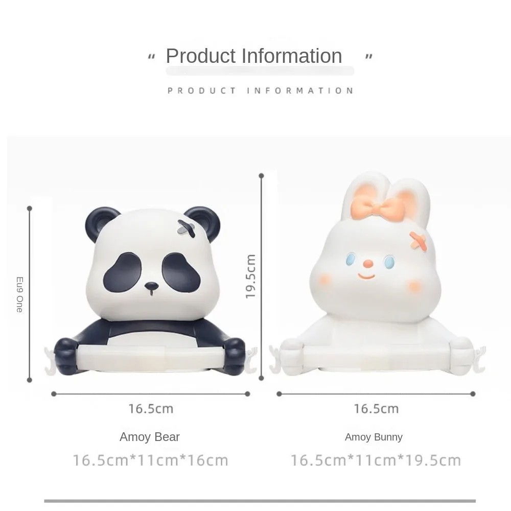 Creative Paper Roll Holder Cute Reusable Cartoon Toilet Paper Holder Cartoon Animals Portable Rabbit Napkin Rack Tissue Box