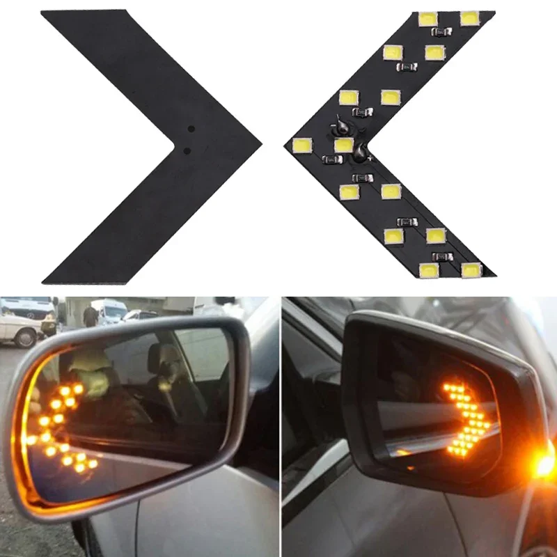 TCYATO 10PCS 14-light Car LED Hidden Turn Signal, Rearview Mirror Arrow Light, Brake Light and Reverse Light