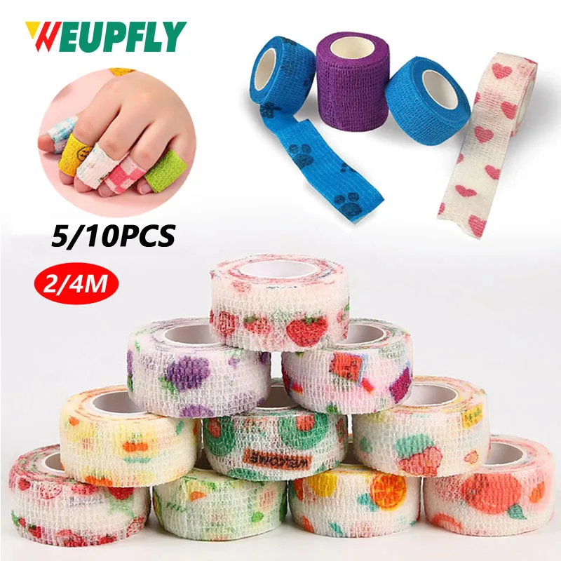 5/10Pcs 2/4cm Wide Self Adhesive Colorful Elastic Bandage Wrap Stretch Self-Adherent Tape for First Aid,Sports, Wrist, Ankle