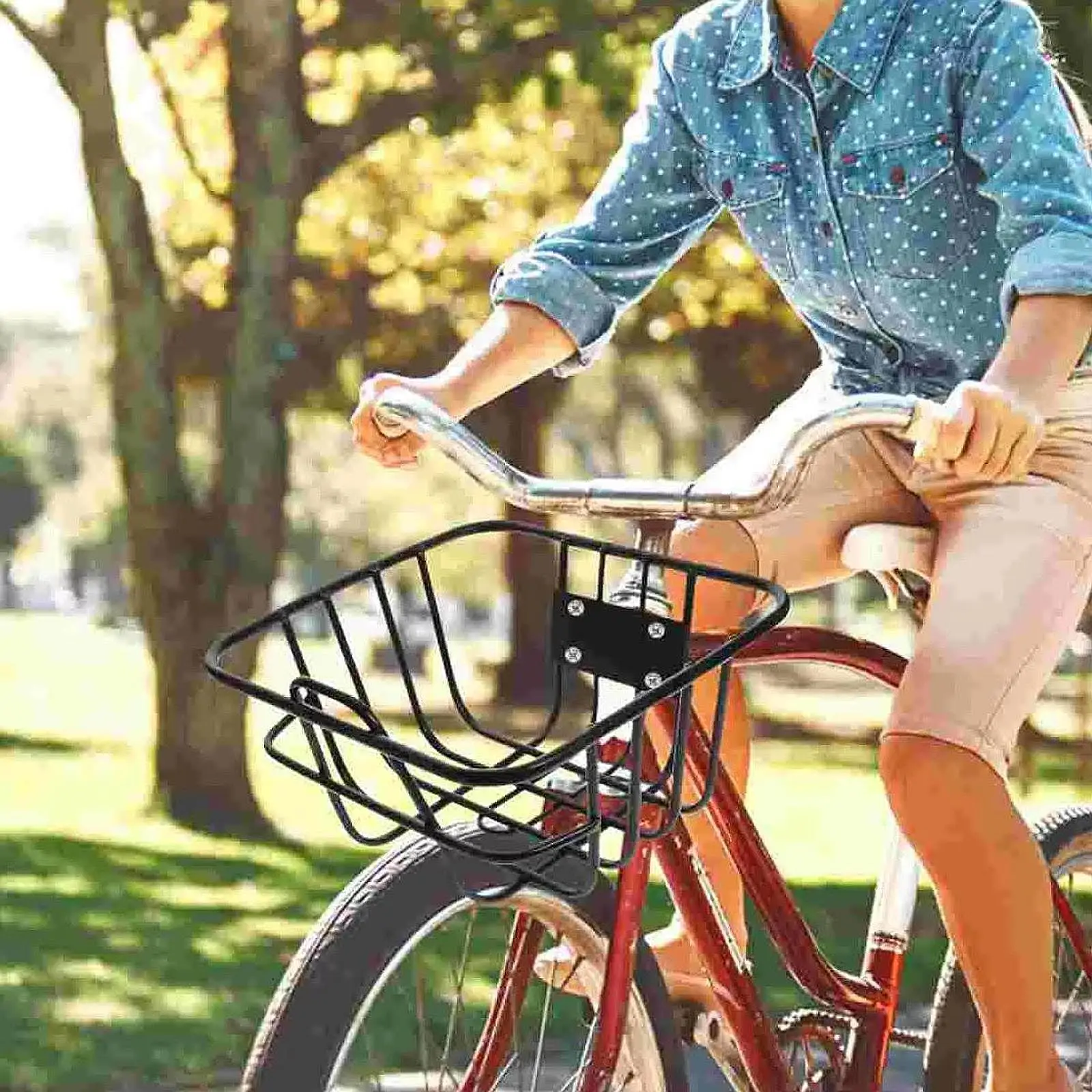 

Передняя велосипедная корзина, металлическая, прочная, практичная, удобная замена, водонепроницаемая рама, аксессуары для корзины для ремонта велосипеда