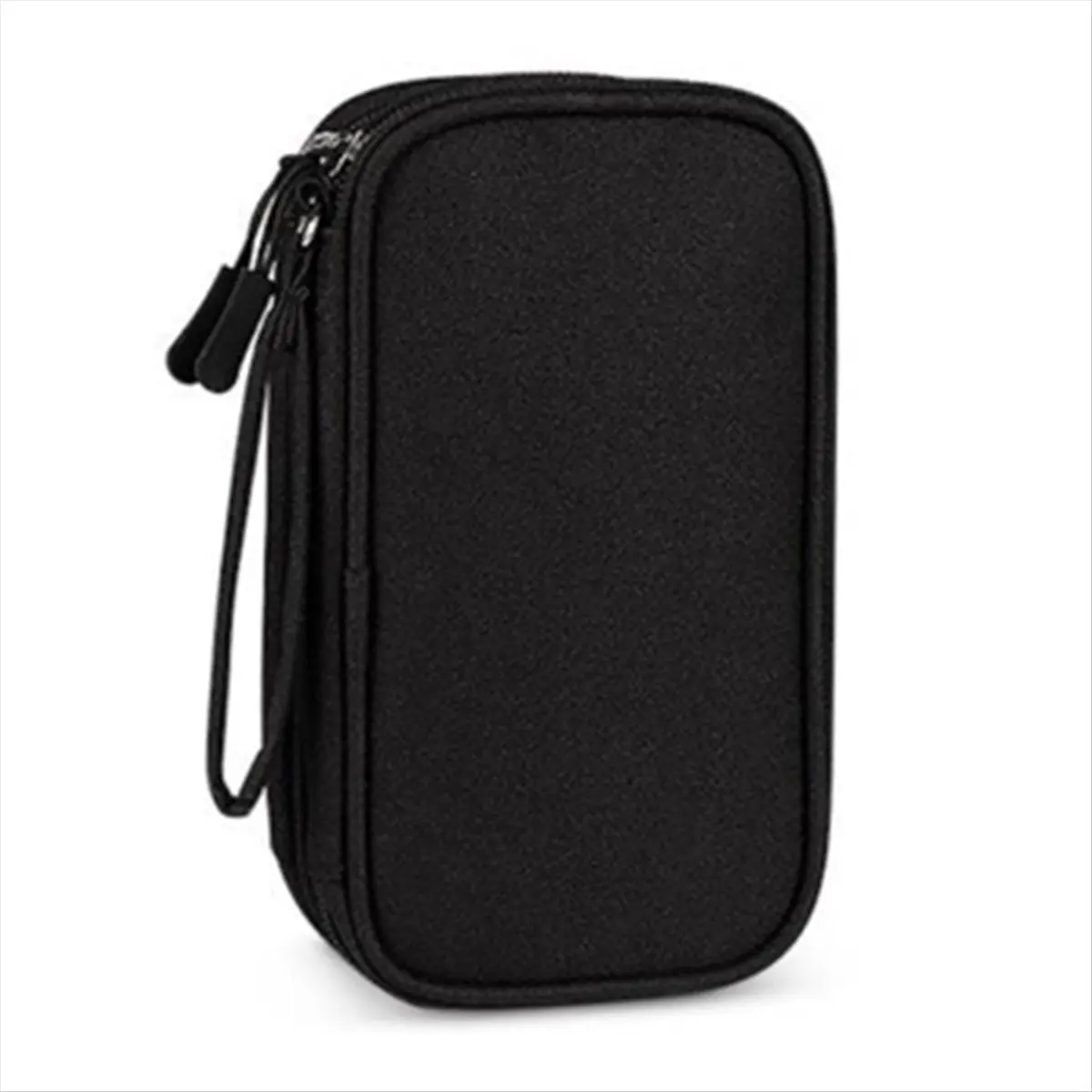 A59E Portable Double-Deck Storage Bag for Digital Products-Travel Organizer for USB Cables, Headsets & Accessories Black