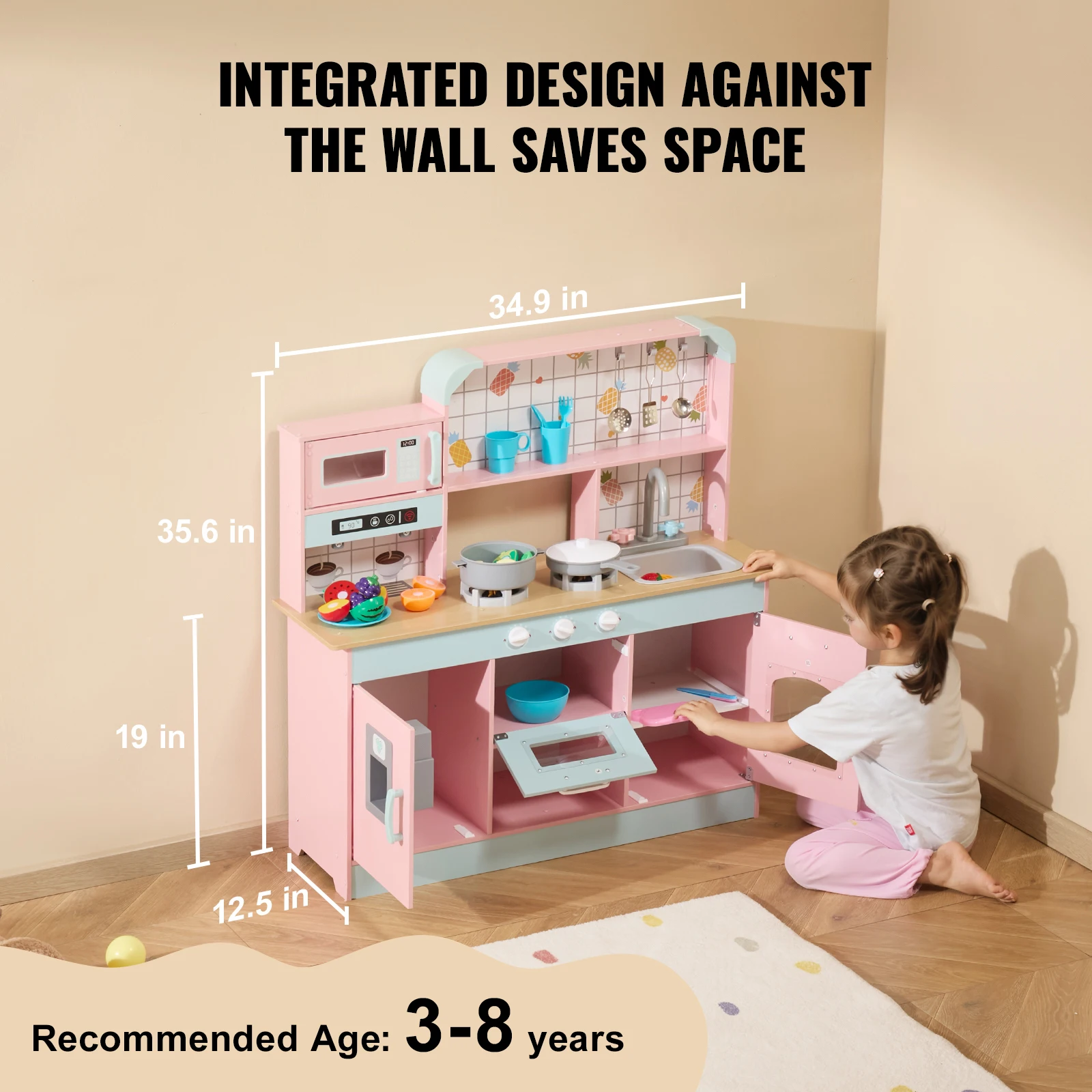 SucceBuy Fingir jogar Brinquedo de cozinha para crianças Chef Playset Acessórios de cozinha com luzes e sons para crianças, meninas, meninos de 3 anos ou mais