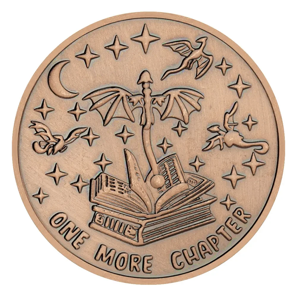 Antique Red Copper Plated Decision Coin Go To Bed or One More Chapter Lucky Badge Souvenir Coins