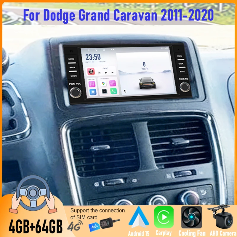

7'' Android 15 Car Stereo 4+64GB For Dodge Grand Caravan 2011-2020 CarPlay Android Auto GPS Navi WiFi BT Touch Screen FM Canbus
