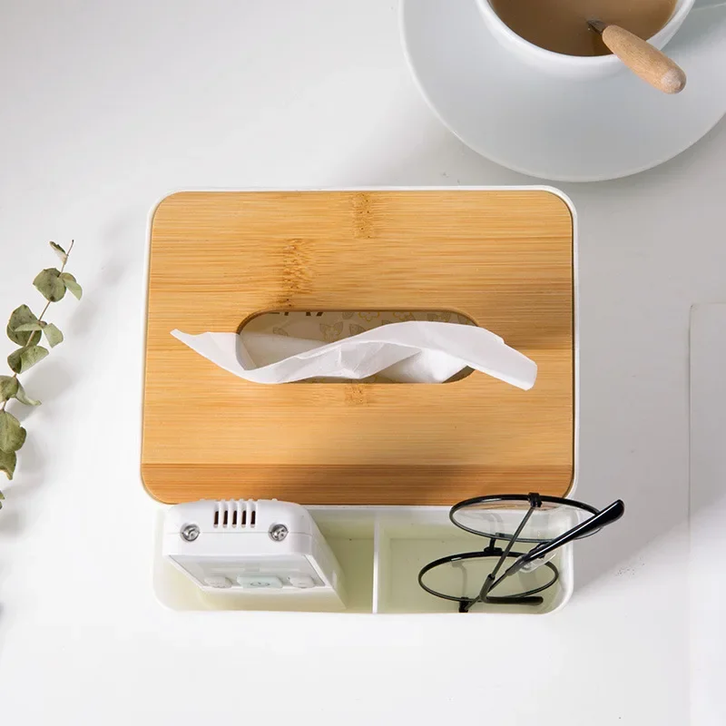 حامل مناديل، حاوية أشتات، منظم قرطاسية لغرفة النوم، المكتب، الحمام، الغرور، تخزين الأنسجة متعدد الوظائف #4