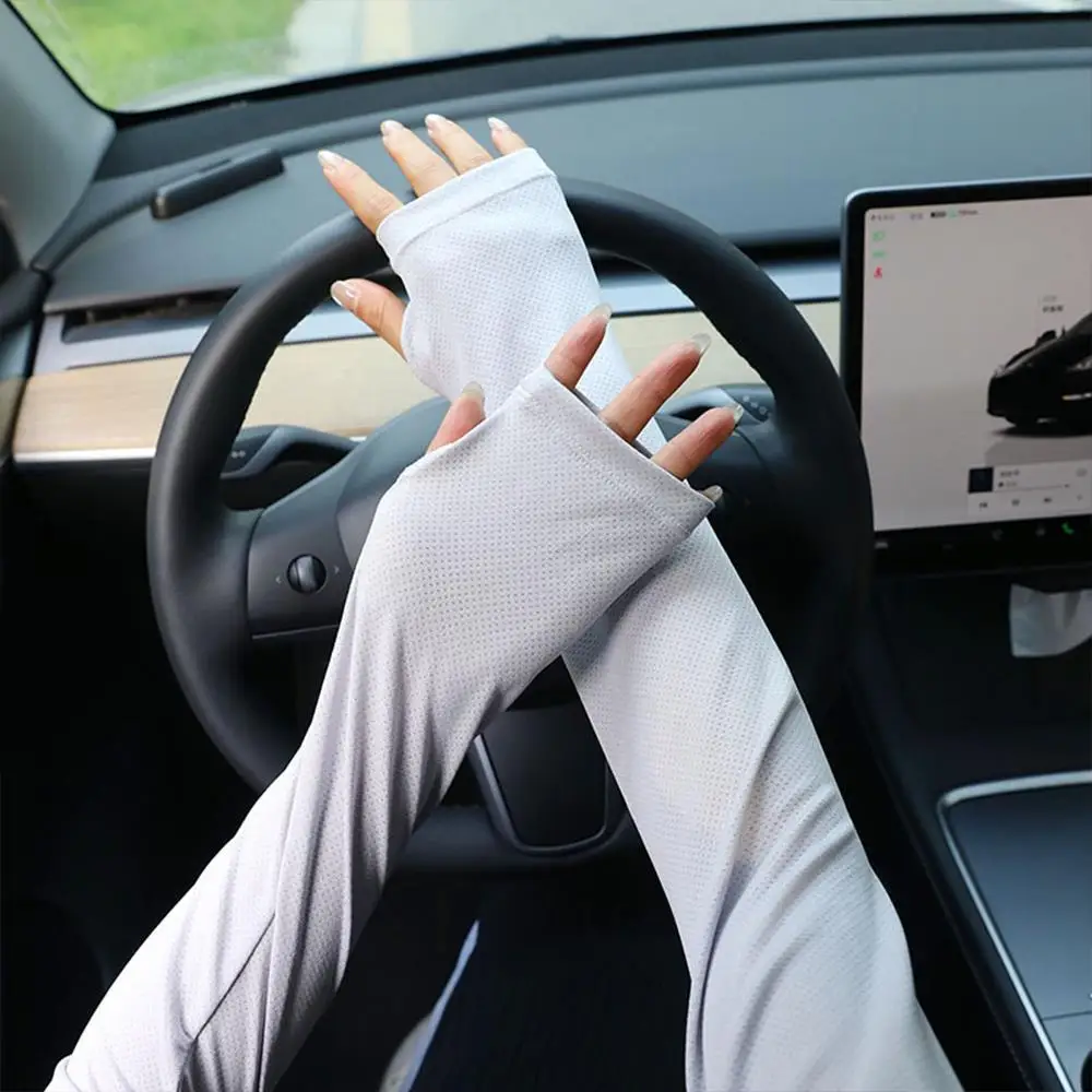 

Large Size UV Protection Ice Sleeves For Men's Summer Sun Protection Arm Sleeves Outdoor Driving Gloves Women Cycling Arm Guards