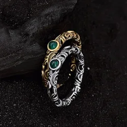 925 Silver Open Finger Ring Flower Leaf Design Green Golden Vintage Stackable For Women Girl Jewelry Gift Dropship Wholesale