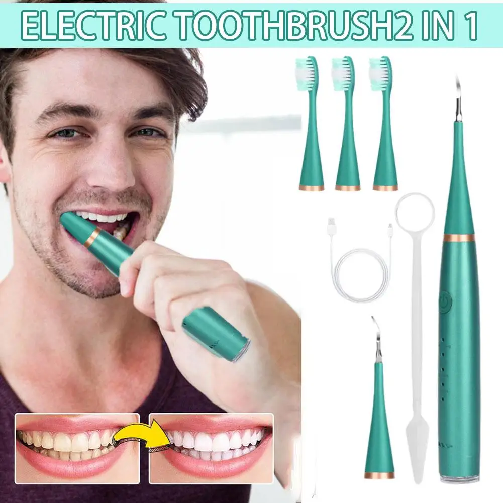 Limpiador de dientes eléctrico con cabezales reemplazables, blanqueador Dental, eliminador de manchas bucales, limpiador de cuidado de placa y sarro Z9h0