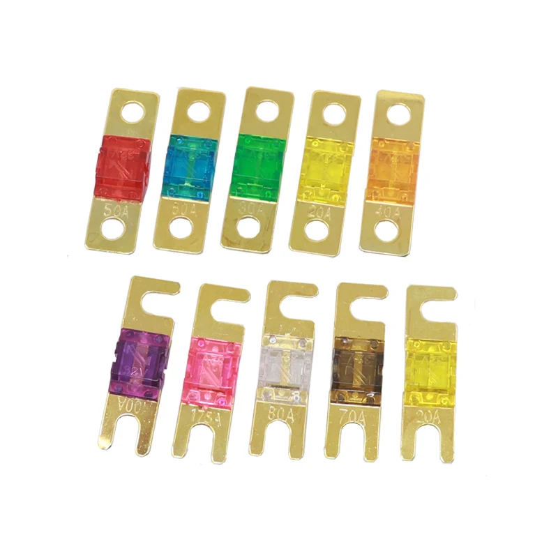 【10-2PCS】ANS FUSE 20A 30A 40A 50A 60A 70A 80A 100A 125A 150A 175A ANL Gold Plated Stud Car Fuses Mini Car Stereo Audio AFS Fuse