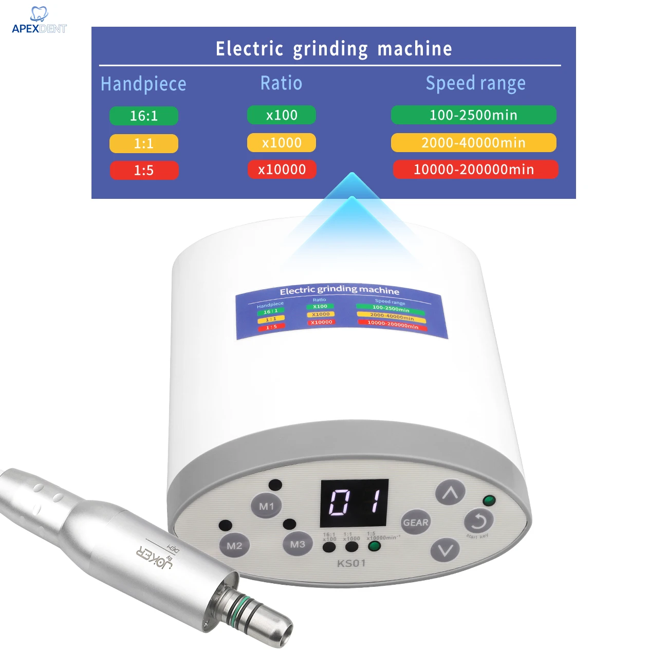 1Pc Electric Micromotor Grinding Machine 120W 2000-40000r/min Multi-Gear Adjustment Memory Function Dental Lab Polishing Tool