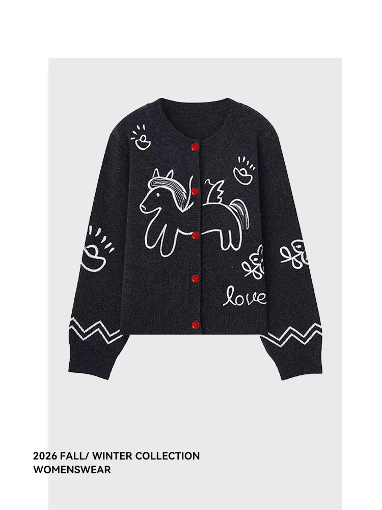 

Женский вязаный свитер Forever 2 Festive New Year Cartoon Year с вышивкой, весенний, для праздничного сезона, для женщин