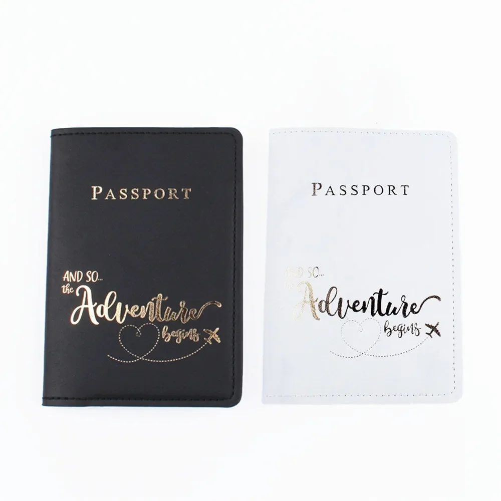 

And So The Adventure Begins Passport Cover Letter Women Men Travel Wedding Passport Cover Holder Travel Case CH55-2