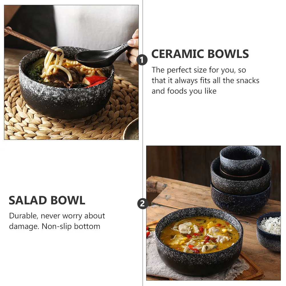 Cuenco de cerámica japonés de colores surtidos, cuenco antideslizante para Ramen, Ideal para sopa, ensalada, fideos, fruta, comida, servicio, uso en cocina, 1 Uds.