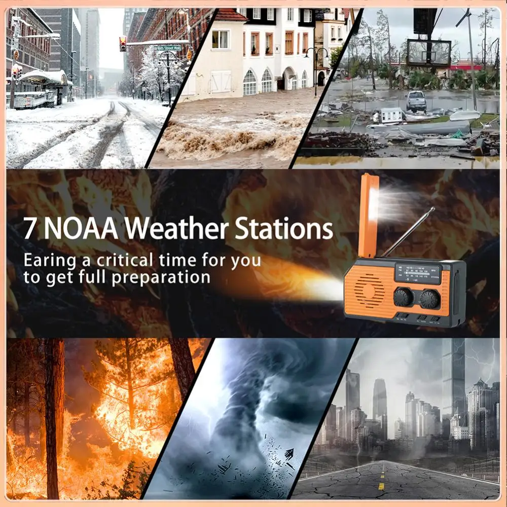 ポータブル多機能ラジオ-am-fm-wb-noaa-天気予報-led-懐中電灯-パワーバンク-アウトドア-キャンプ-ハイキング-緊急用ラジオ