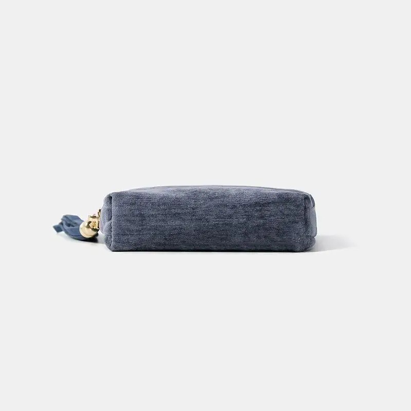 Mini Multiple Color Velvet Coin Purse Gold Zipper Tassel Detail Compact Portable For Coins Lipsticks Earphones Daily Use