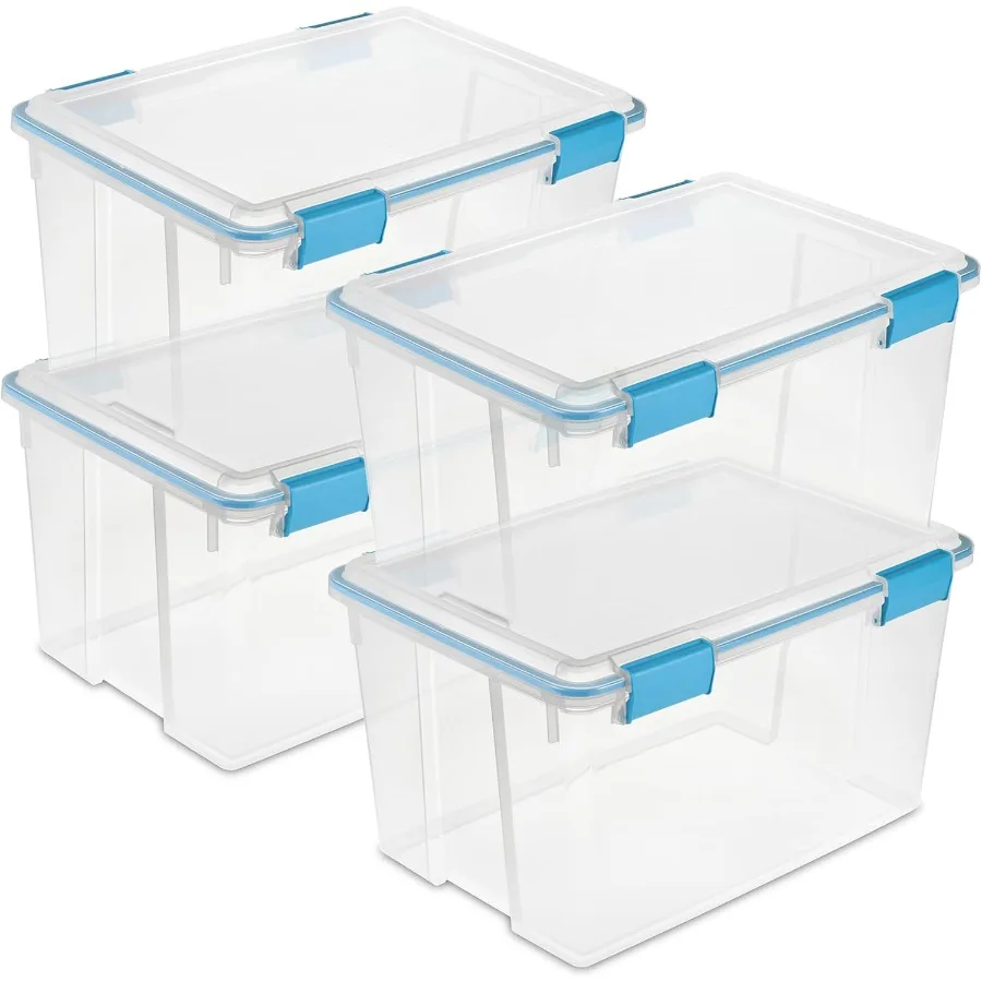 Gasket Storage Box with Lids for Home and Office, 54 Quart, 4-Pack