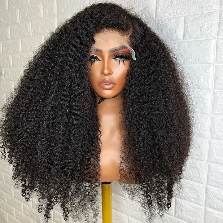 

200% Density 4x4 13x4 Kink Curly Lace Front Wig Transparent Jerry Curly Lace Front Human Hair Wig