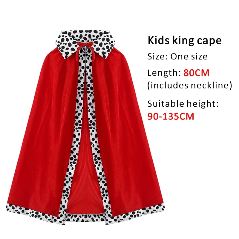 Halloween Adult King Red Cloak Costume Kids King Prince Robe Crown Velvet Cape Children Birthday Party Cosplay Accessory Suit