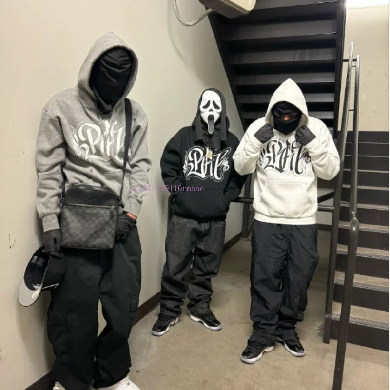 Solid Color Personalized Pullover Hoodie Men Ins New Black Cotton Net Red Design Prints Loose Sweatshirt Street Thickened Hoodie