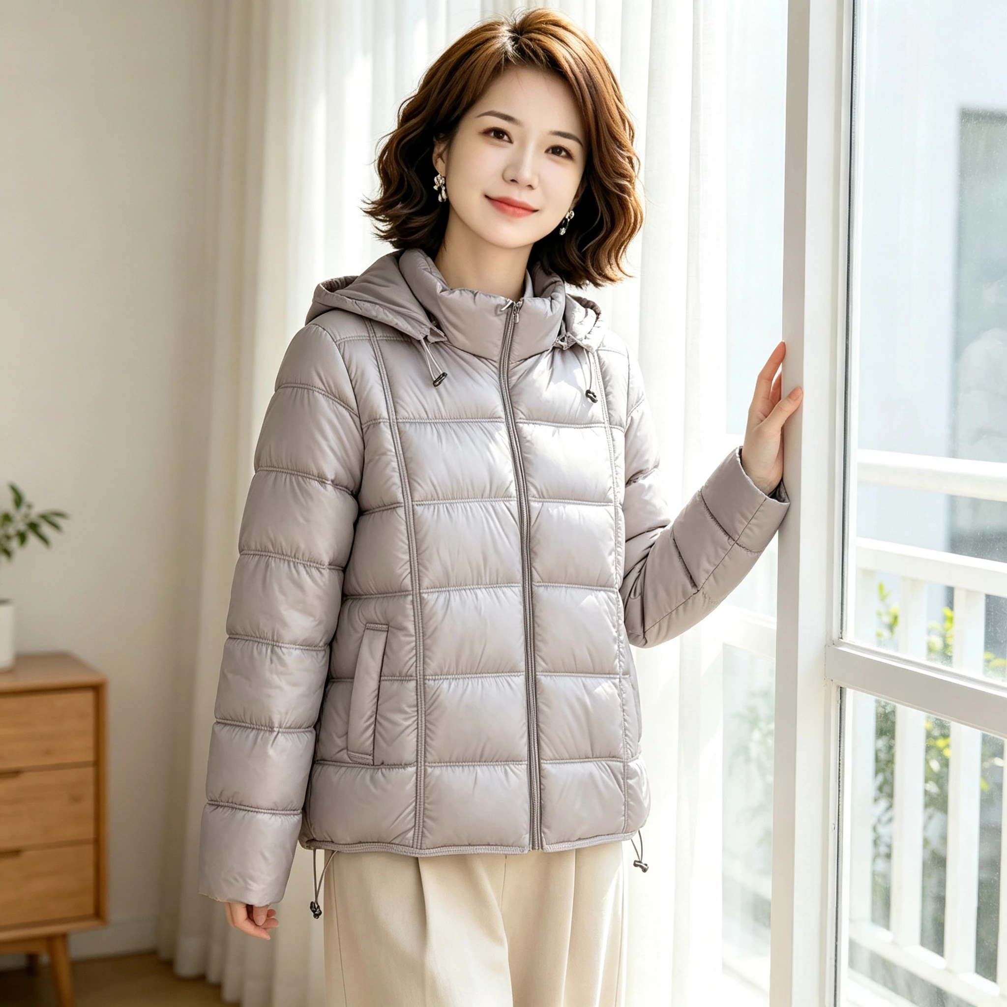 Women Hooded Parkas Warm Cotton Jacket Lightweight Puffer Jacket Windproof Windbreaker Outerwear Winter Clothes