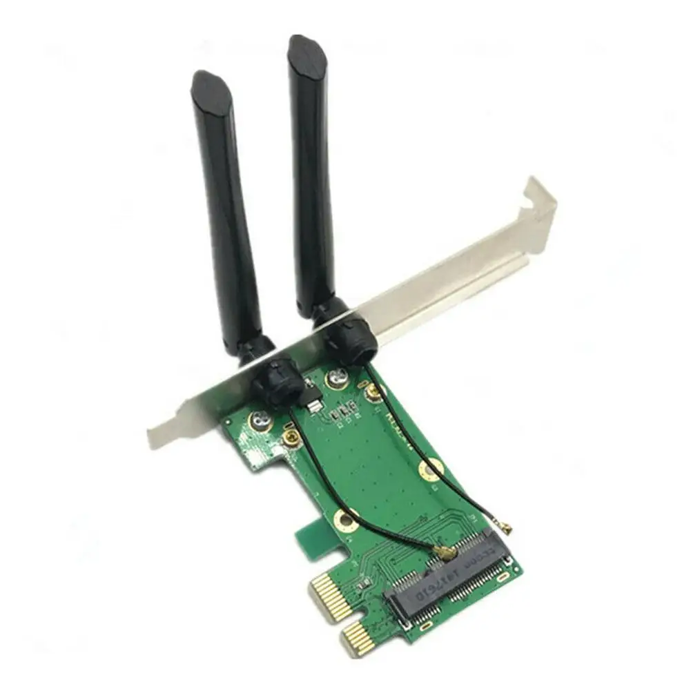 Wireless WiFi Network Card Mini PCIE To PCI-E 1X Desktop Adapter+2 Antenna Computer Components Network Adapter