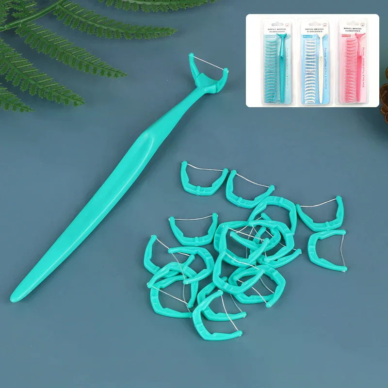 

20Pcs Replaceable Dental Floss Sticks Oral Cleaning Reusable Floss Sticks Dental Teeth Sticks Oral Care Hygiene Toothpick