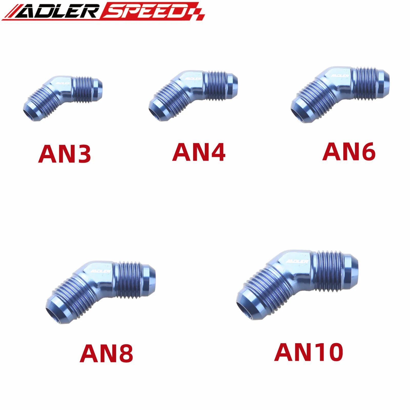 

AN3 AN4 AN6 AN8 AN10 Male To AN Male 45 Degree Flare Union Fitting Aluminum Blue