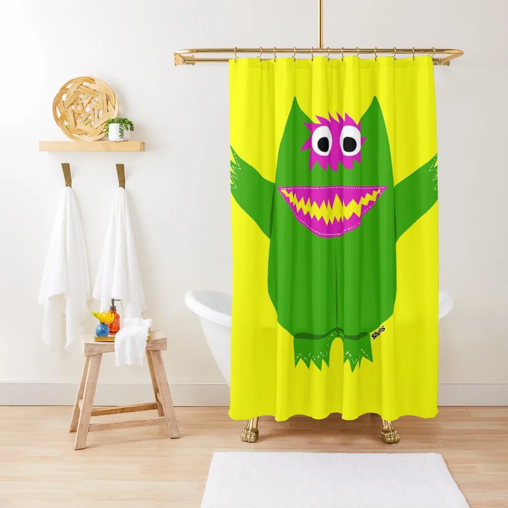 SIXTIES LIME GREEN MONSTER DOLL Shower Curtain Bathroom Shower Bathtub Bathroom Fabric Luxury Bathroom Curtain