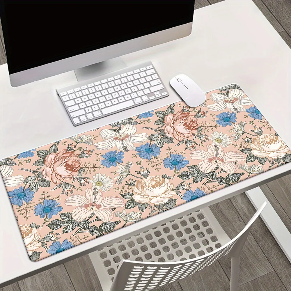

Pink and blue flower anti-slip rubber mouse pads, high-definition printing, multi-functional, suitable for offices and homes