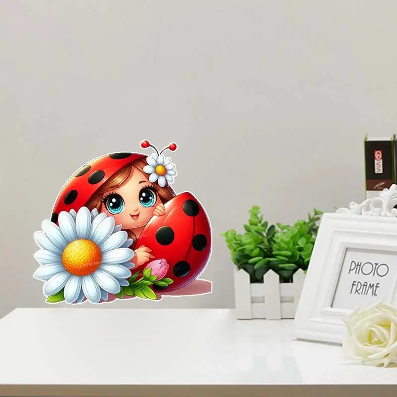 Cute Ladybug Wall Sticker Kids Room Decor Bathroom Toilet Living Room Decor Cabinet  Refrigerator Home Decals M994