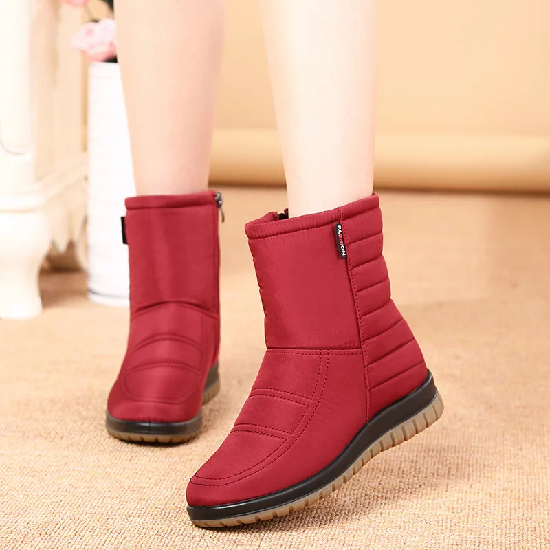 Waterproof Snow Boots Women Winter Shoes Non-slip Cold Winter Women Ankle Boots Non-slip Ladies Cotton Shoes Big Size 42 DX036