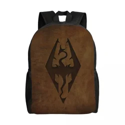 3D Print Skyrim Worn Leather Emboss Backpack for Boys Girls School College Travel Bags Women Men Bookbag Fits 15 Inch Laptop