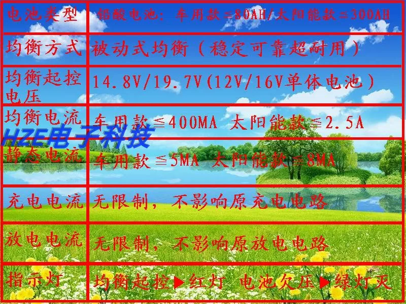 Power Generation Solar Battery Universal 2--16V Colloidal Lithium Lead Acid Battery Protection Plate with Equalization Charging