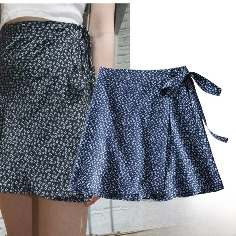 

Цельная юбка с высокой талией и цветочным принтом в стиле ретро, летняя уличная верхняя одежда для девочек