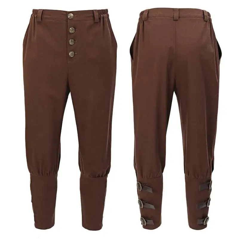 

DAZCOS Renaissance Pants with Buttons and Buckles Men's Medieval Ankle Pants with Buttons Halloween Linen Costume Trousers