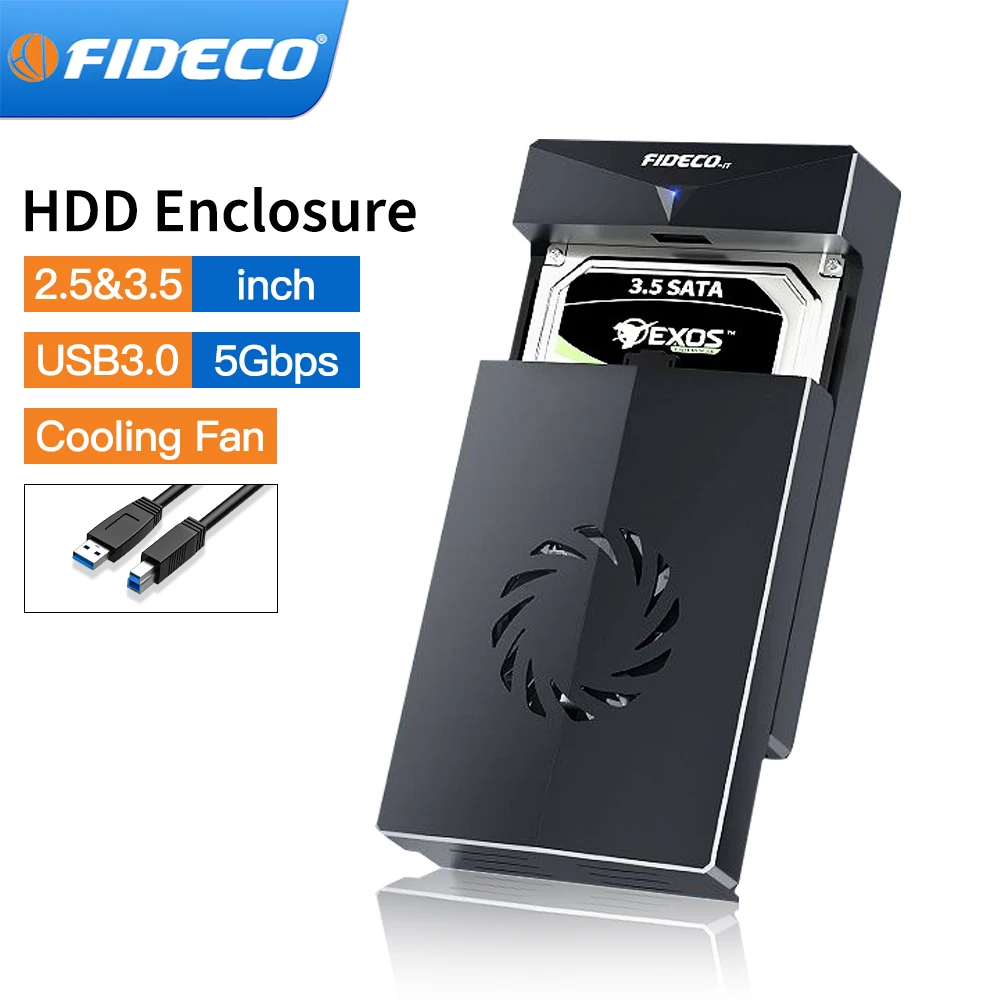 FIDECO HDD Case 3.5'' SATA to USB 3.0 Hard Drive Enclosure for SSD Disk HDD Box USB C 3.1 Gen 2 Case HD External HDD Enclosure