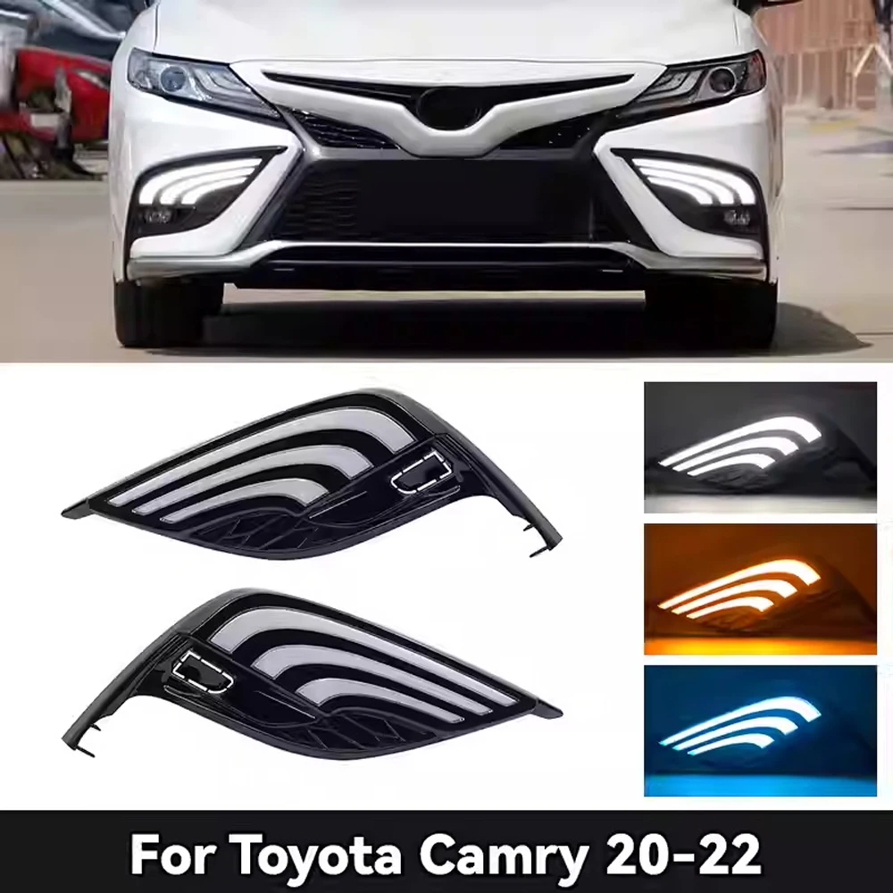 Led Fog Lights DRL Daylights for Toyota 8th Gen Camry 2021 2022 2023 Fog Lamp Illumination Daytime Running Lamp Modify Body Kit