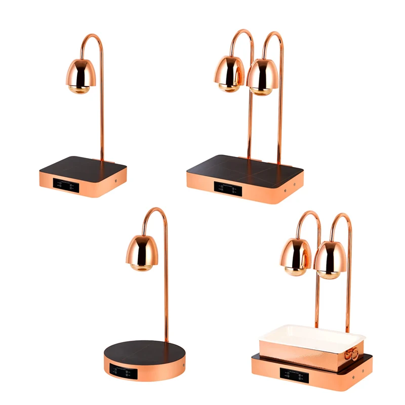 Luxurious Electric Rose Gold Stainless Steel Smart Buffet Food Warmer Plate Infrared Heating Lamp For Hotel Restaurant Catering