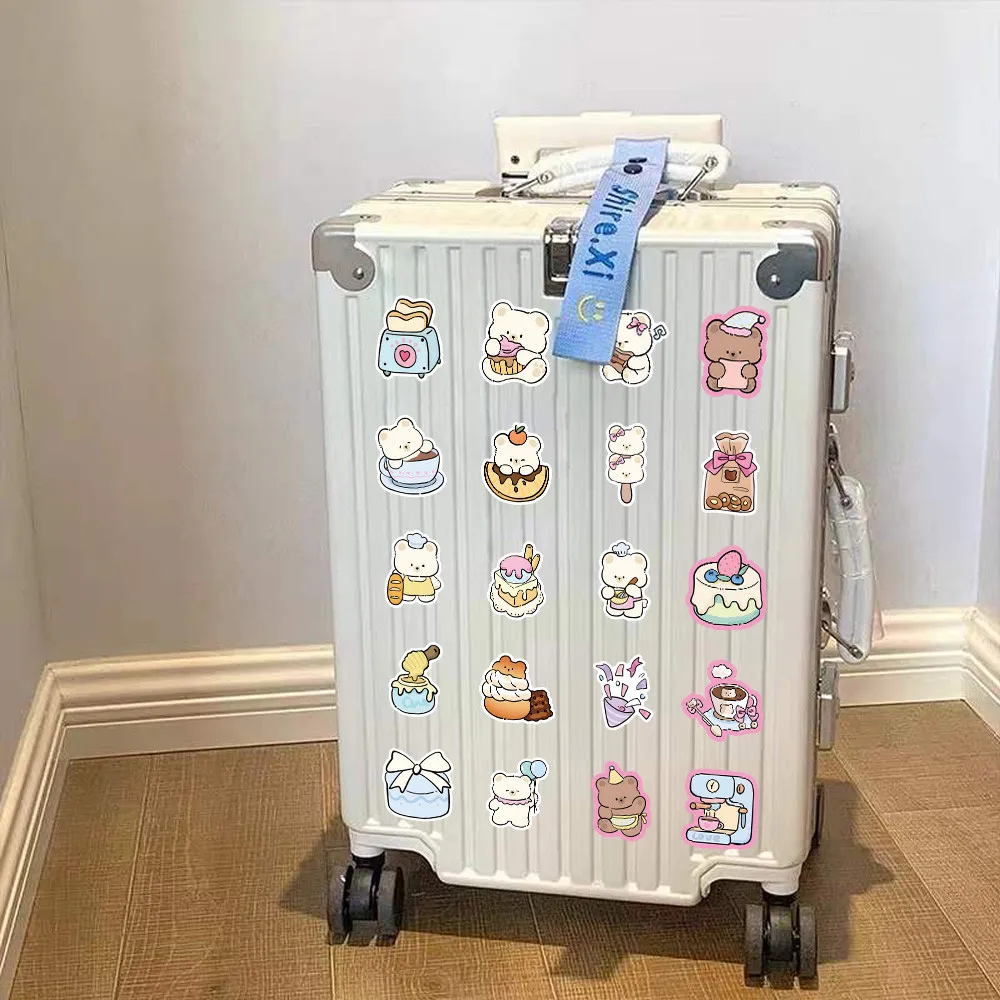 50 шт., милые мультяшные корейские наклейки с изображением медведя, граффити для велосипеда, ручной пенал, наклейки, аниме, Worlds Store