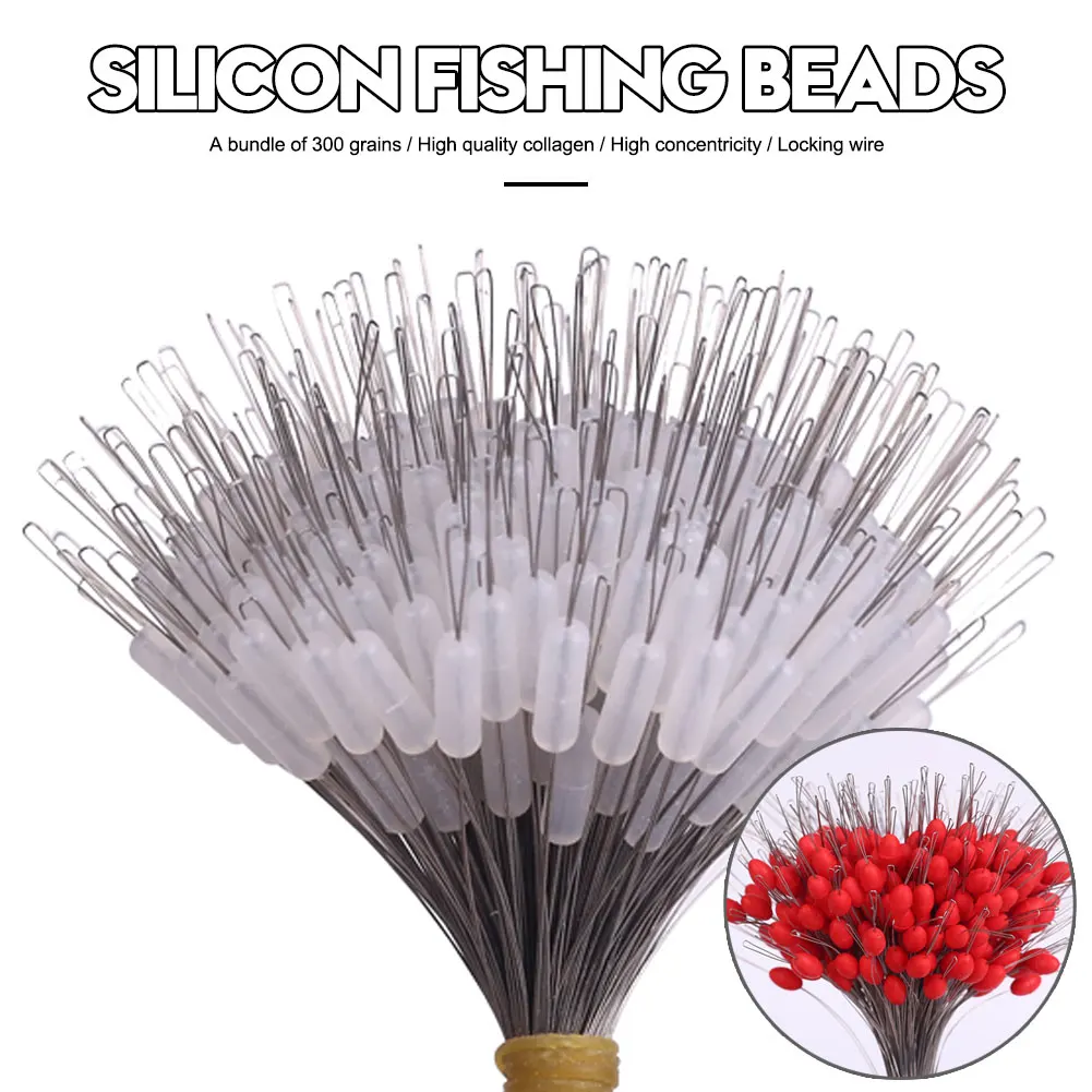 300pcs/Pack Silicon Fishing Line Space Bean Stoppers Cylinder Oval Float Sinker Stops Fishing Gear