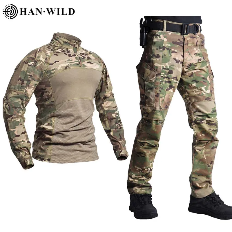 US Army CP Camouflage Combat Shirts Men Military Pants Long Shirt Multicam Airsoft Paintball Tactical Shirt Hunting Clothes