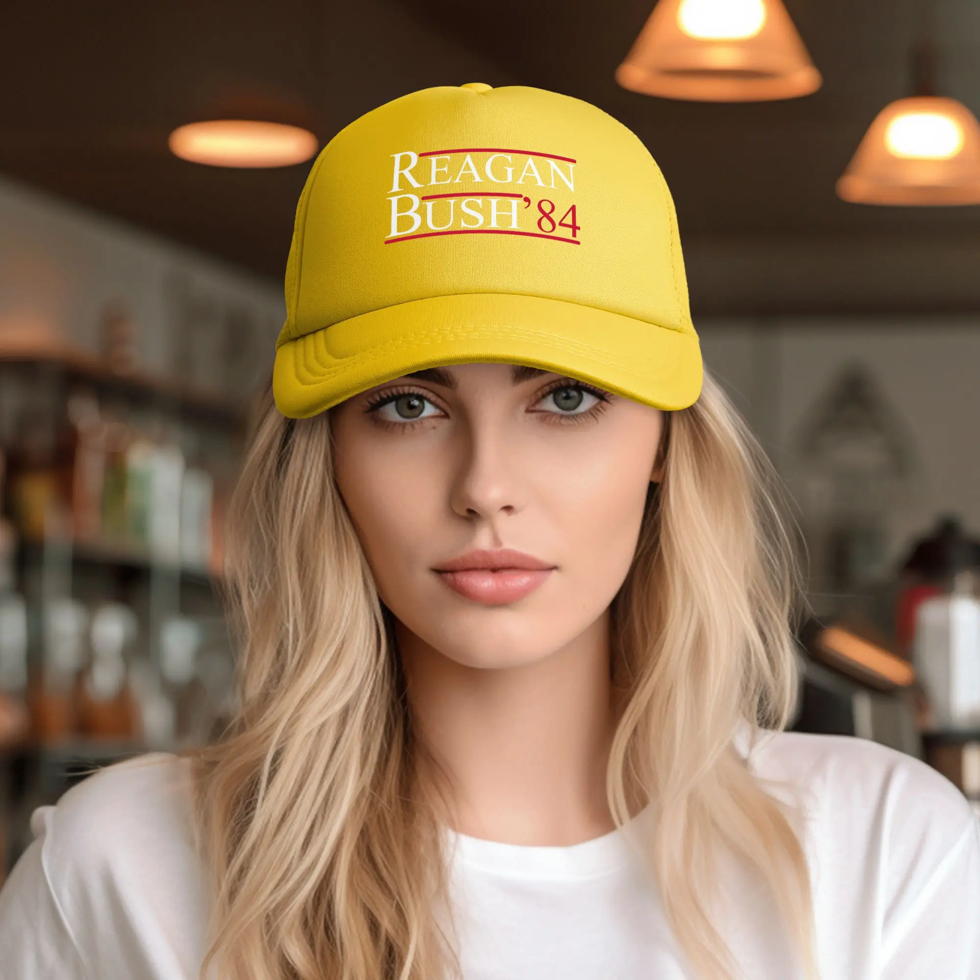 Men Women Reagan Bush 84 Law and Order Trucker Cap Mesh Baseball Caps Polyester  Dad Hat Sun Hat Adjustable Golf Hats Summer